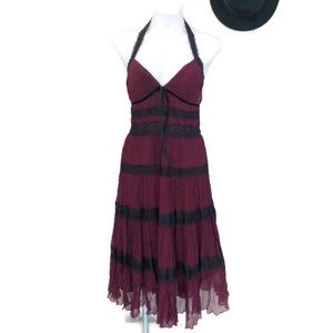 COPY - BCBG MaxAzria Maroon Black Lace Boho Dress Sz 8